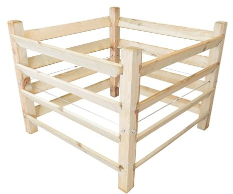 NATIV Composteur de jardin - Système d'emboîtement - 100 x 100 x 80 cm - Composteur en bois certifié - Composteur enfichable pour votre propre compost