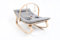 Babywippe aus 100% Buche – Hochwertige Baby Schaukel mit Spielbogen, Sicherheitsgurt & weichem Kissen – Stilvolles Babywippen Design für Neugeborene & Kleinkinder (Grau)