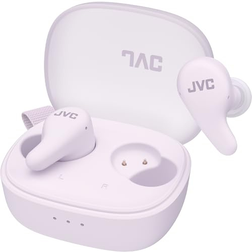 JVC HA-A23T-V Gumy Premium Wireless Earphones with Noise Cancellation, Bluetooth 5.4, Ambient Sound Mode, 26 Hours Playtime, Translucent Charging Case, USB-C, Purple