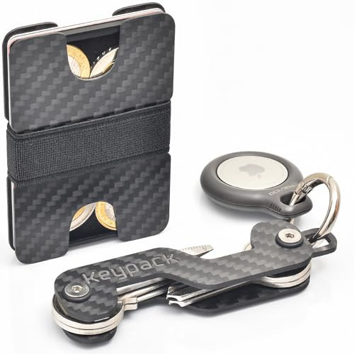 Keypack 4-in-1 Geschenkset: Key Organizer + Multitool + AirTag Halter + Slim Wallet
