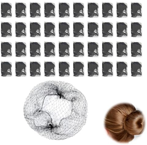 Set de 40 Redecillas para Moños, Redecillas Invisibles, Redecilla Elástica, Moños de Ballet de Malla Fina Reutilizables para Auxiliares de Vuelo