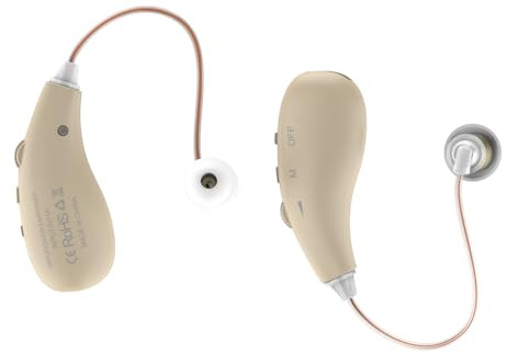 VOCOMAXA Armonía Auditiva – Dispositivo individual con estuche de almacenamiento, puerto de carga USB-C, reductor de ruido, fácilmente ajustable (dorado)