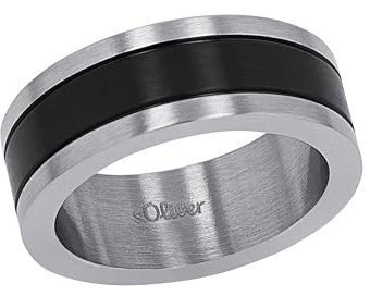 s.Oliver Ring für Herren, Edelstahl IP schwarz, Größe: 66/21