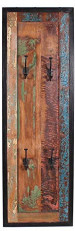 Sit Möbel Bali Garderobe Recyceltes Altholz mit schwarzen Altmetall und Gebrauchsspuren L = 35 x B =3 x H = 110 cm bunt mit antikschwarz