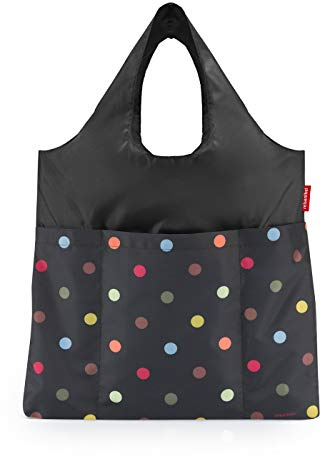 reisenthel Mini Maxi Shopper Plus AV1032 Einkaufstasche mit 20l Volumen aus hochwertigem Polyestergewebe in der Farbe Zebra - wasserabweisend - winziges Packmaß, Couleur:schwarz