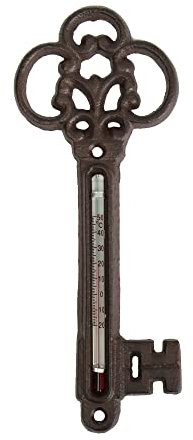 Cast Iron Wall Mounted Key Outdoor Garden Tool Thermometer Decoration Art Greenhouse