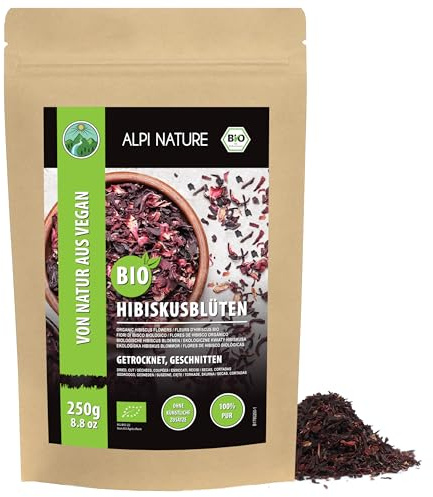 Alpi Nature Hibiskustee BIO 250g, Hibiskusblütentee, Hibiskusblüten geschnitten, Hibiskus Tee lose, Hibiscus Tea