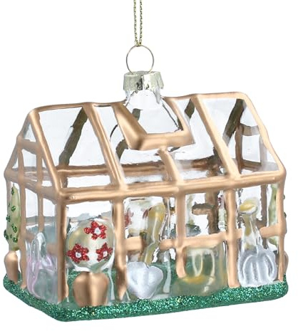Gisela Graham Glass Greenhouse Christmas Tree Decoration, miniature greenhouse, Gardener decoration
