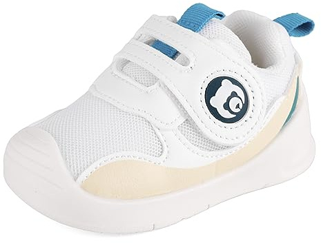 MK MATT KEELY Scarpe Neonato Neonata Scarpine Primi Passi Bambino Maglia Traspirante con Suole Gomma Antiscivolo,Bianco,EU 19(CN 16)