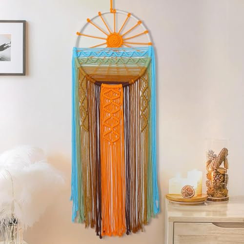 Betylifoy Makramee Wandbehang Große Traumfänger Sonnenaufgang Boho Traumfänger Hand Gewebt Wandbehang Wandteppich Bohemian Wohnkultur für Schlafzimmer Kinderzimmer (Sonnenschein)