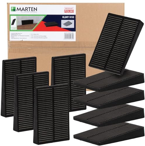 MARTEN Montagekeile Kunststoff – Universalkeile für präzises Ausrichten und Fixieren bei Türen, Fenstern und Dachlatten | Schwarz, 10 mm Höhe, 58 mm Länge, 38 mm Breite (10x58x38 mm, 200 Stück)