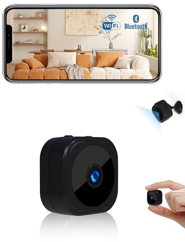 AOBOCAM Mini Kamera,1080P HD WLAN(2,4 GHz) Kamera Überwachung Innen Mini Überwachungskamera Live Übertragung Handy App mit Bluetooth mit Bewegungsmelder für Startseite Büro Sicherheit (A12)