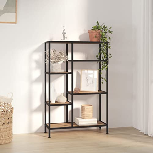 Gecheer Scaffale per Libri 80x30x120 cm Acciaio e Legno Multistrato,Mobiletto,Mobile Porta CD,Libreria,Scaffale Porta CD,Dvd,Archiviazione,Libreria Cubi,Porta CD a Colonna,Libreria Divisorio,P336357