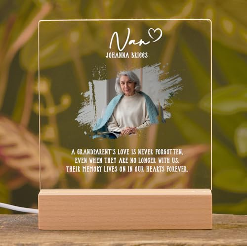 ukgiftstoreonline Personalised Nan Photo Memorial Lamp Night Light Condolence Sympathy Gift