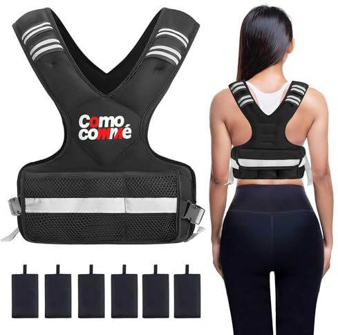 Adjustable Weighted Vest for Men Women, 4-10lb/12-18lb/20-32lb Vest with 6 Ironsand Weights and Large Pocket, Adjustable Body Weight Vest Exercise Set for Running, Walking