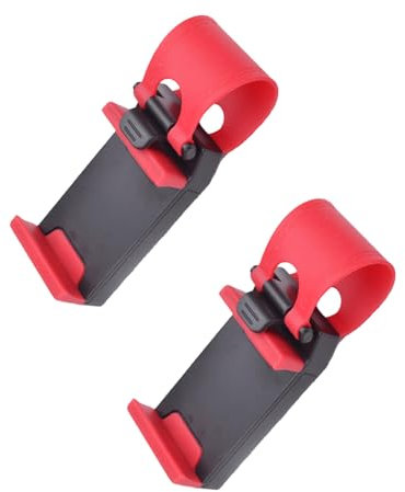 GAJUS Soporte para móvil, 2 unidades, compatible con smartphones (4,0-6,0 pulgadas), para coche y motocicleta, montaje en volante, rojo, antideslizante