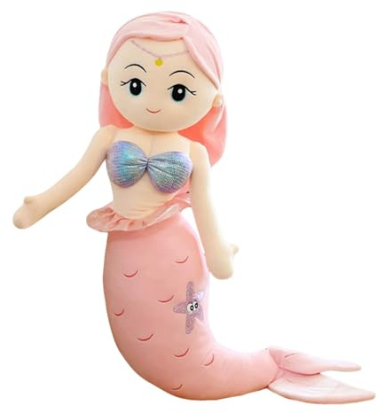 TROYSINC Meerjungfrau Kuscheltier Plüsch Meerjungfrau Plüschtier für Mädchen Niedliches Meerjungfrau Stofftier Kinder Spielzeug Geschenk (60cm,Rosa)