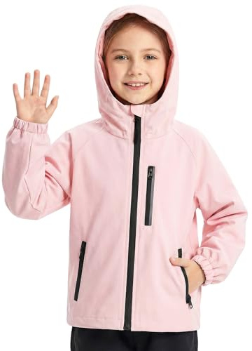 Domueay Flickor pojkar vattentäta jackor lätt ventilerande jacka barn regnjacka vår höst unisex övergångsjacka med reflektionsremsor vindtät kappa utomhusjacka 5–13 år
