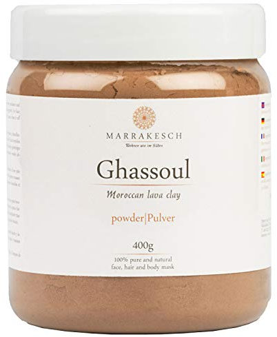 MARRAKESCH Ghassoul Lavaerde Pulver 400g | Original Marokkanische Tonerde als Gesichtsmaske für Gesichtsreinigung | Natürliches Peeling für Gesicht Haut und Haare | Wascherde als Körperpflege