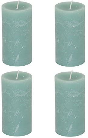 Blockljus Rustic Set om 4 – blockljus, ljus, ljus, adventskrans, advent– inget sot – brinntid: 60 timmar – många färger – 7 x 13 cm (grön)