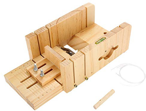 Zerodis Praktischer Seifenschneider aus Bambus, Seifenform, Laib, Multifunktions-Holzseifenherstellungswerkzeug, Edelstahl, Beveler, Hobel, Drahtschneider, Seifenveredelung