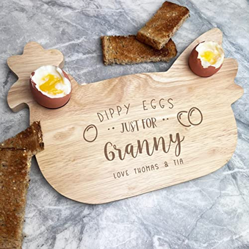 Fingerprint Designs Dippy Eggs for Granny Personalised Eggs & Toast Soldiers Chicken Breakfast Board