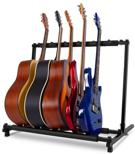 AODSK 5 Multi Guitar Stand Rack with Folding Design,Multiple Guitars Stand,Portable Black Guitar Holder,Black Guitar Display Holder for Guitar & Bass,Studio & Home (Square-5 Holder)