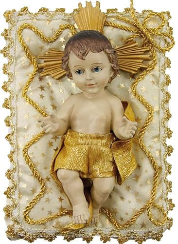 FADEDA Niño Jesús en cojín, crema/altura: 24 cm/pintado a mano/detallado belén figuras - decoración de mesa de Navidad cuna accesorios