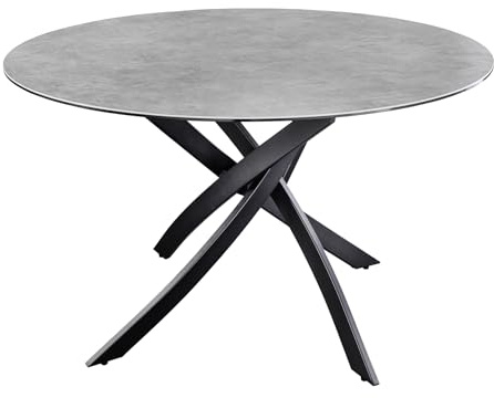 Riess Ambiente Runder Esstisch Alpine - 120cm - anthrazit Keramik schwarzes Metallgestell Esszimmertisch 6 Personen