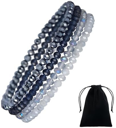 Cosswe Damen Mehrschichtiges Kristall Perlen Armband - Steine Kugelarmband Boho Modeschmuck für Paar/Freundschaft