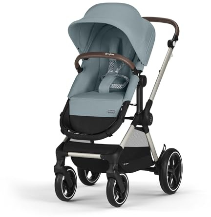 CYBEX Gold Kinderwagen EOS Lux 2-in-1, Reisesystem, Ab Geburt bis 22 kg (ca. 4 Jahre), Stormy Blue