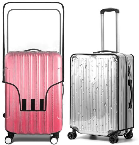 TTYSHIP® 2 Stück Kofferhülle Transparent, 28 Zoll Kofferschutzhülle Transparent, Kofferschutzhülle PVC, Waschbar Kratzschutz Schwarze Grenze Gepäckabdeckung Koffer