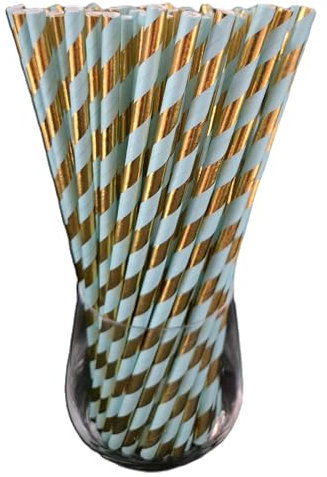 Papperssugrör, papperssugrör, biologisk, livsmedelssäker, miljövänliga, engångssugrör, 120-pack (guldturkos)