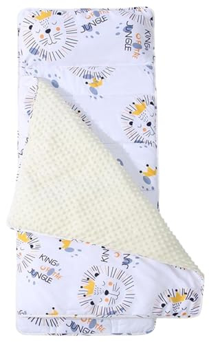 Tapis de Sieste, Sac de Sommeil pour Enfants, Tapis de Sieste pour Tout-Petit avec Oreiller et Couverture Terte de Couchage Thermique Anti-Kick avec poignée 47x20 Portable Roll Up pour Enfants Sleep