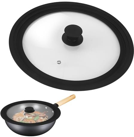 Tapa Universal,Tapa Sartén Universal con Borde Escalonado de Silicona Resistente al Calor para ollas, Adecuado para la mayoría de ollas y sartenes(Negra) (20-22-24cm)