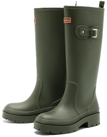 Rain Boots for Women, Anti-Slip Rubber Boots Waterproof Garden Muck Boots Durable Slip Resistant, Tall Water Shoes Comfort Fishing Boot Knee High Work