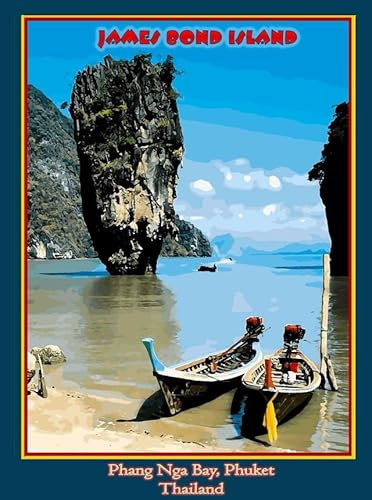 Jigsaw Puzzles 1000 Pieces Thailand Phuket James Bond Island Phang Nga Bay Travel Advertisement Art Print Wall Art Wooden Puzzle Toys Games for Adults Children Kids Teenagers Gift