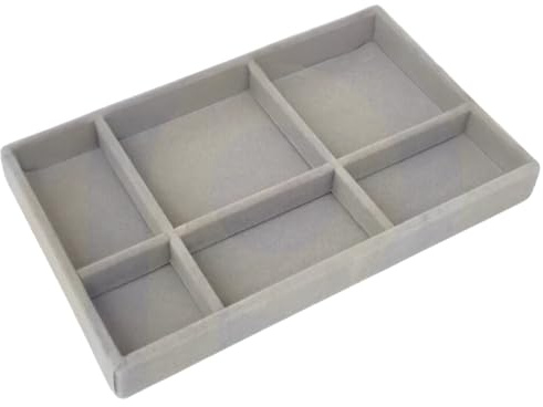 Top Crafts Velvet Display Stackable Jewellery Holder, Grey, Portable Ring Earring Tray Drawer Organiser Storage (001)