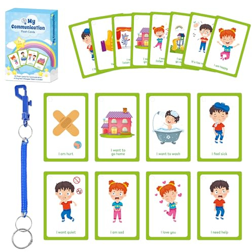 Tarjetas de comunicación, 32 tarjetas flash parlantes para necesidades especiales, tablero de comunicación de terapia del habla SEN para autismo, emociones diarias y necesidades, tarjetas visuales