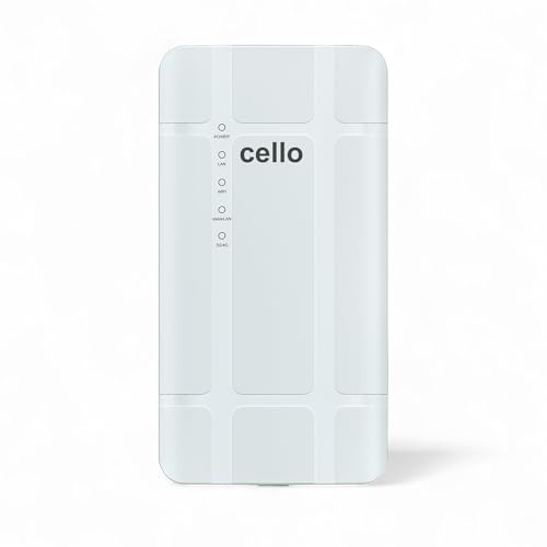 Router Cello Outdoor 4G LTE con Ranura SIM, Carcasa Impermeable y Antipolvo, WiFi 300 Mbps, Compatible con PoE, Router móvil Desbloqueado para hogar, Granjas, CCTV, Industria y Zonas remotas
