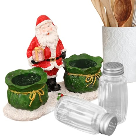 Jul saltströare – festligt set med kryddbehållare, transparent salt och peppardispenser, multifunktionell kryddorganisatör för bordet, innovativt kulinariskt tillbehör, för fest