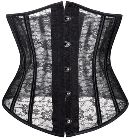 Generico Corsetto Donna Shapewear Bustino Estivo In Pizzo – Modellatore Vita Con 14 Stecche D’Acciaio E Chiusura A Clip Per Freschezza E Forma