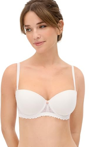 YSABEL MORA Sujetador Bandeau. Colección Bridal. Detalles de Encaje, Multiposición, Ideal para Novias, con Aro y con Relleno..