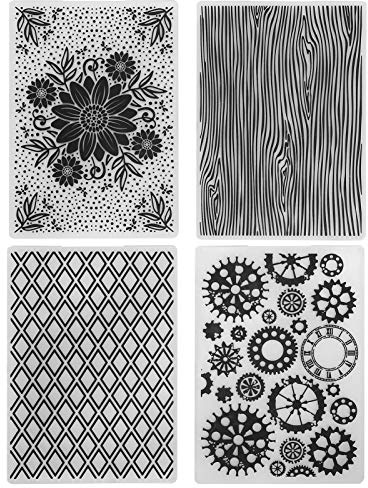 4 piezas de plástico en relieve, plantilla de estampado 3D, bricolaje, álbumes de recortes, papel, álbumes de recortes, suministros de arte, decoración de tarjetas de papel,