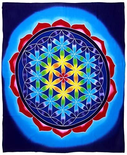 Woru Wandtuch 'Blume des Lebens', Batiktuch, 100 x 100 cm