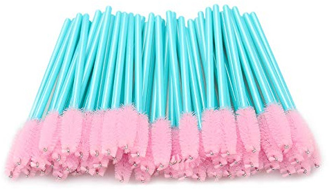 300 Pack Disposable Mascara Wands Eye Lash Brushes Eyelash Extension Tool Makeup Brush Kit, Blue/Pink