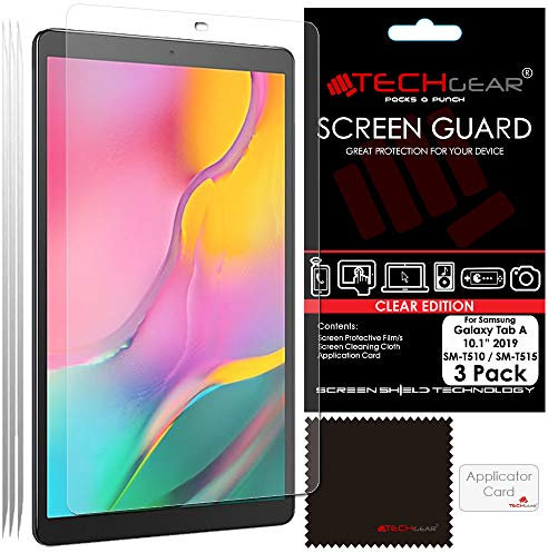 TECHGEAR [Pack of 3 Screen Protector for Samsung Galaxy Tab A 10.1 2019 (SM-T510 / SM-T515), Ultra CLEAR Screen Protector Guard Cover