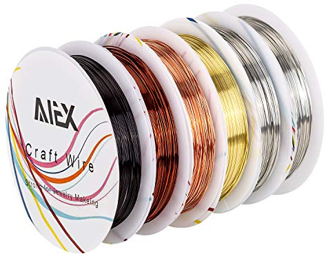 AIEX 6 Rolls 26 Gauge Iron Wire Cable Metal Jewelry Copper for Crafts, Beading Jewelry Making Supplies