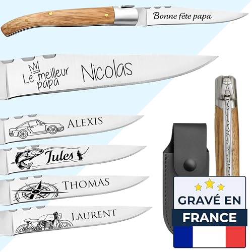 KDO MAGIC Coltello personalizzato - Inciso con un nome - coltello pieghevole personalizzabile - regalo di festa del papà - idea regalo per l'uomo, papà (Coltello)