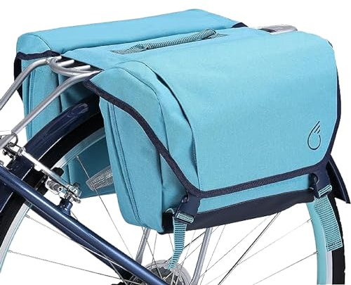 sixthreezero Doppelseitige Fahrradtasche für Heckträger, wasserdichte Universal-Fahrrad-Doppelpacktasche Aufbewahrungstaschen, Cargo-Kofferraum mit Tragegriff, Babyblau/Marineblau